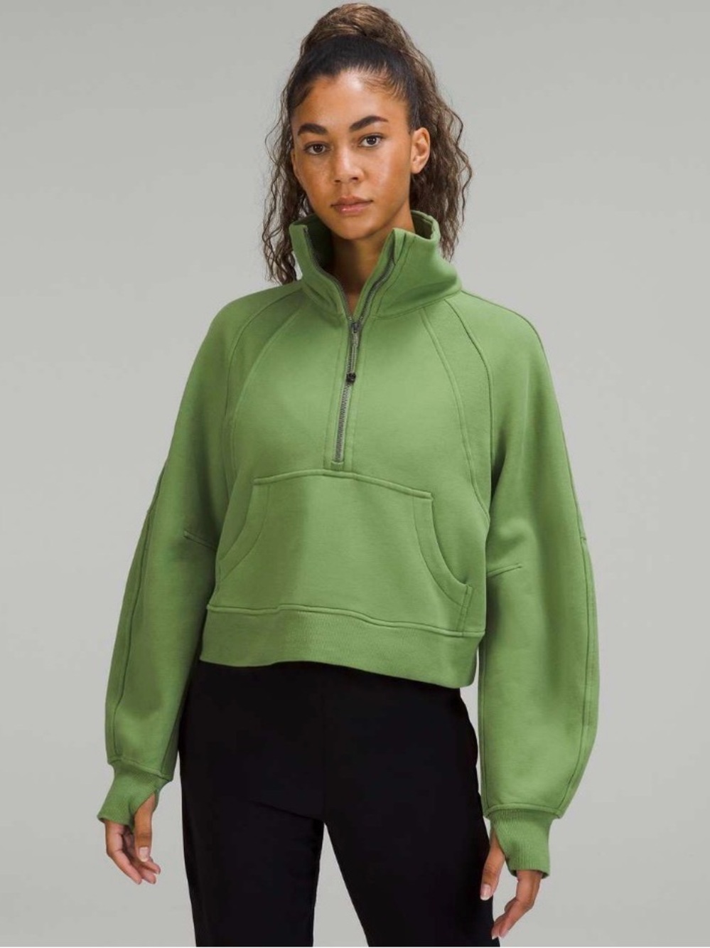 Lululemon Scuba Oversized Funnel Neck Half Zip in Green Foliage Size XS/S